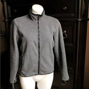 Woolrich Fleece Full Zip Gray Sweater Long Sleeve